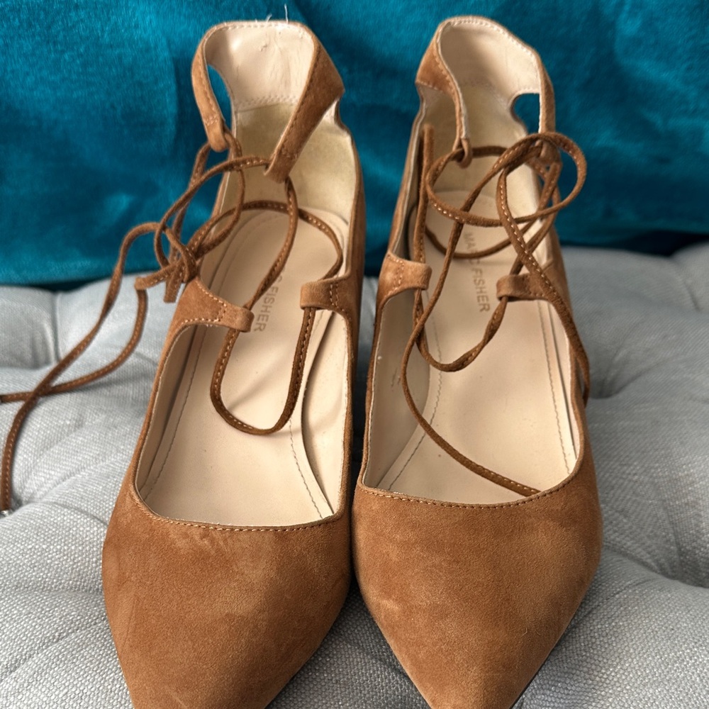 Marc Fisher Brown Suede Lace-Up Heels